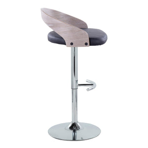 English Elm Adjustable Backless Barstool Set of Three with Faux Leather Seat and Chrome Swivel Base Light Grey B202P473644