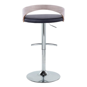 English Elm Adjustable Backless Barstool Set of Three with Faux Leather Seat and Chrome Swivel Base Light Grey B202P473644