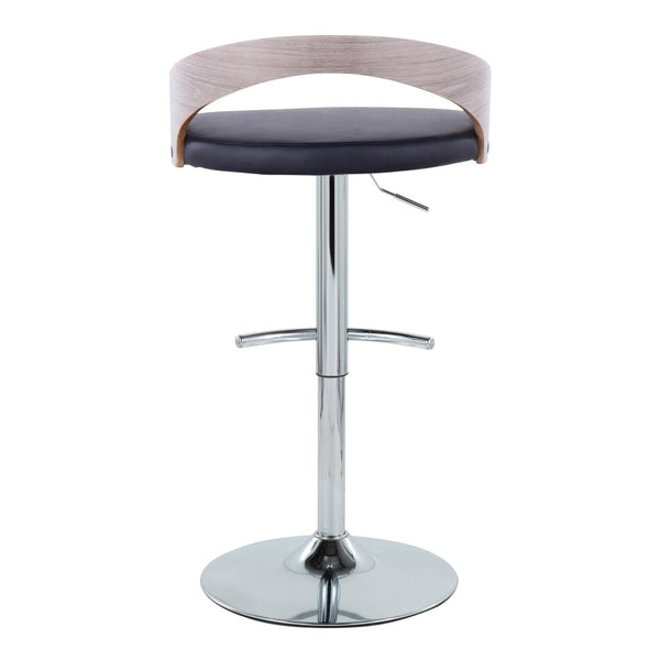 English Elm Adjustable Backless Barstool Set of Three with Faux Leather Seat and Chrome Swivel Base Light Grey B202P473644