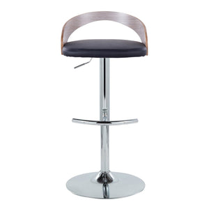 English Elm Adjustable Backless Barstool Set of Three with Faux Leather Seat and Chrome Swivel Base Light Grey B202P473644