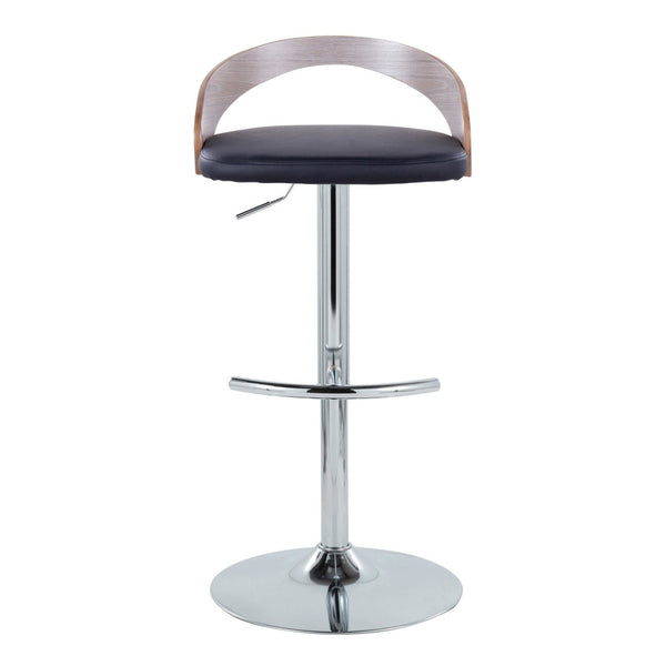 English Elm Adjustable Backless Barstool Set of Three with Faux Leather Seat and Chrome Swivel Base Light Grey B202P473644