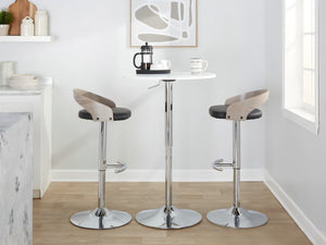 English Elm Adjustable Backless Barstool Set of Three with Faux Leather Seat and Chrome Swivel Base Light Grey B202P473644