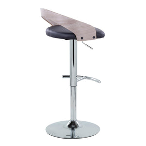 English Elm Adjustable Backless Barstool Set of Three with Faux Leather Seat and Chrome Swivel Base Light Grey B202P473644