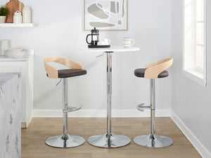 English Elm Adjustable Backless Barstool Set of Three with Faux Leather Seat and Chrome Swivel Base Natural & Light Brown B202P473646