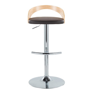 English Elm Adjustable Backless Barstool Set of Three with Faux Leather Seat and Chrome Swivel Base Natural & Light Brown B202P473646