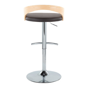 English Elm Adjustable Backless Barstool Set of Three with Faux Leather Seat and Chrome Swivel Base Natural & Light Brown B202P473646
