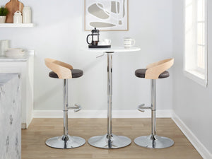English Elm Adjustable Backless Barstool Set of Three with Faux Leather Seat and Chrome Swivel Base Natural & Light Brown B202P473646