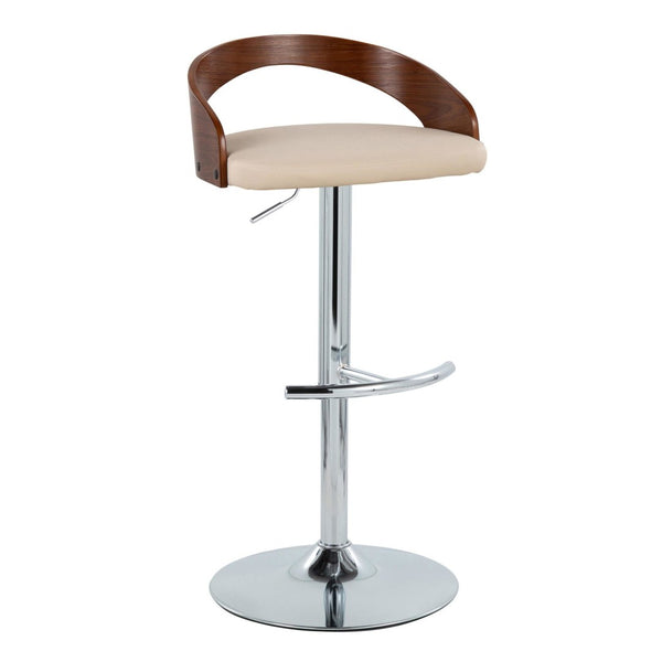 English Elm Adjustable Backless Barstool Set of Three with Faux Leather Seat and Chrome Swivel Base Cherry B202P473648