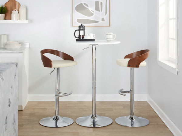 English Elm Adjustable Backless Barstool Set of Three with Faux Leather Seat and Chrome Swivel Base Cherry B202P473648