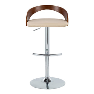 English Elm Adjustable Backless Barstool Set of Three with Faux Leather Seat and Chrome Swivel Base Cherry B202P473648