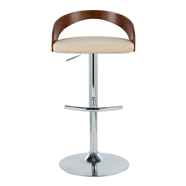 English Elm Adjustable Backless Barstool Set of Three with Faux Leather Seat and Chrome Swivel Base Cherry B202P473648