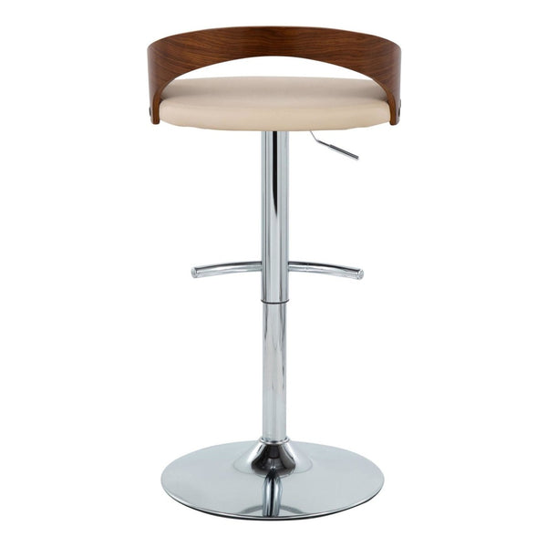 English Elm Adjustable Backless Barstool Set of Three with Faux Leather Seat and Chrome Swivel Base Cherry B202P473648