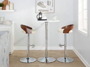 English Elm Adjustable Backless Barstool Set of Three with Faux Leather Seat and Chrome Swivel Base Cherry B202P473648