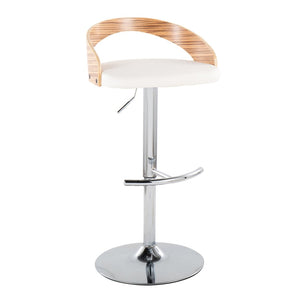 English Elm Adjustable Backless Barstool Set of Three with Faux Leather Seat and Chrome Swivel Base Natural & White B202P473649