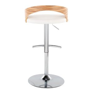English Elm Adjustable Backless Barstool Set of Three with Faux Leather Seat and Chrome Swivel Base Natural & White B202P473649