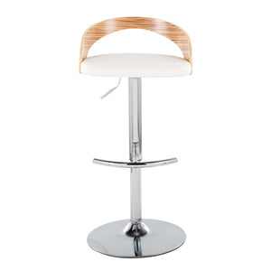English Elm Adjustable Backless Barstool Set of Three with Faux Leather Seat and Chrome Swivel Base Natural & White B202P473649
