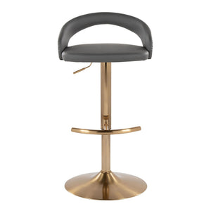 English Elm 1 Pc Adjustable Barstool Swivel Faux Leather Seat Gold Base Kitchen Counter B202P473655