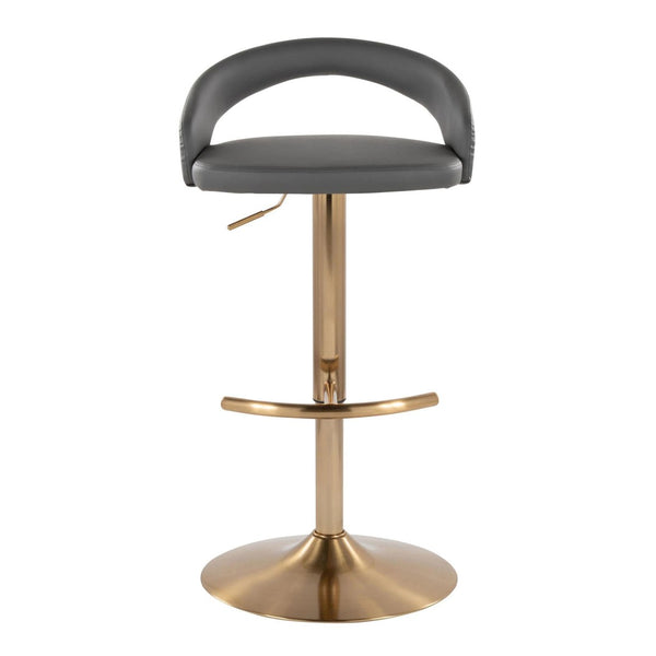 English Elm 1 Pc Adjustable Barstool Swivel Faux Leather Seat Gold Base Kitchen Counter B202P473655