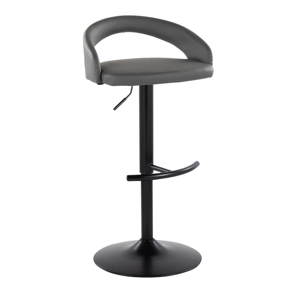English Elm Adjustable Faux Leather Swivel Barstools Set of Three with Pneumatic Lift Metal Base B202P473659