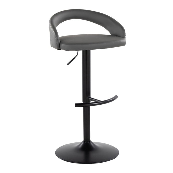 English Elm Adjustable Faux Leather Swivel Barstools Set of Three with Pneumatic Lift Metal Base B202P473659