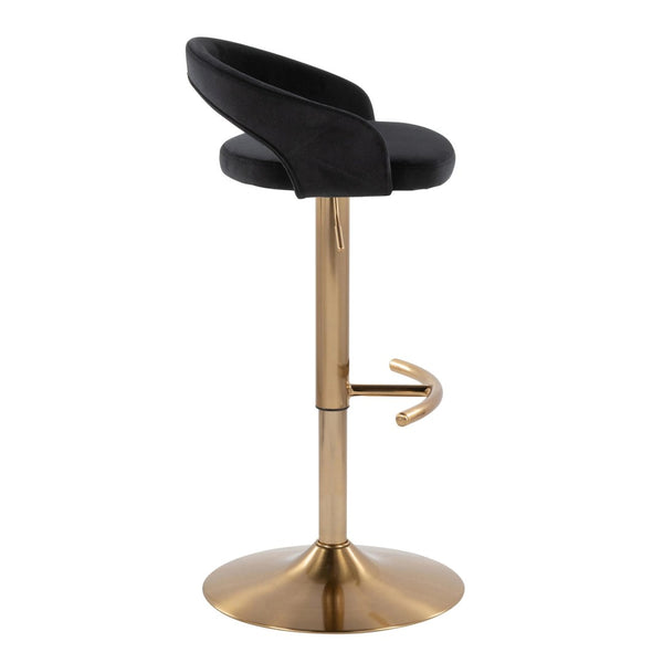 English Elm Adjustable Velvet Swivel Barstools with Gold Base Set of Three for Kitchen Islands B202P473665