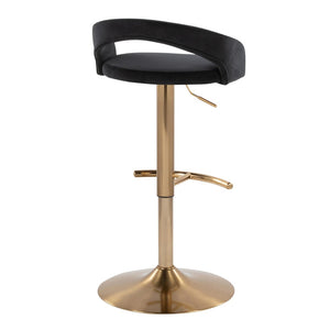 English Elm Adjustable Velvet Swivel Barstools with Gold Base Set of Three for Kitchen Islands B202P473665