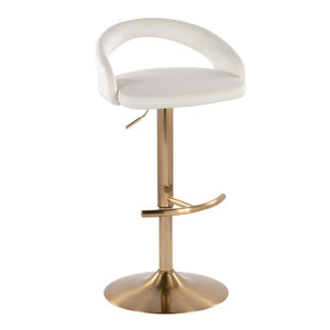 English Elm Adjustable Velvet Swivel Barstools with Gold Base for Kitchen Island or Home Bar B202P473666