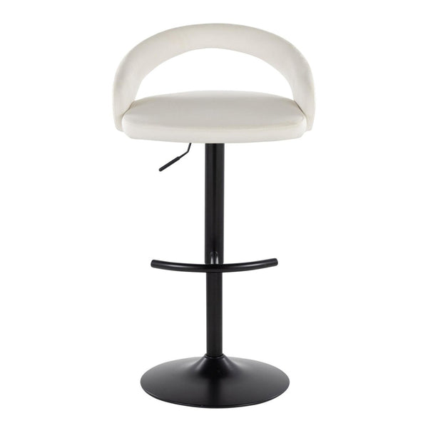 English Elm Adjustable Velvet Barstools Set of Three with Swivel Seat and Black Metal Base B202P473668
