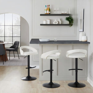 English Elm Adjustable Velvet Barstools Set of Three with Swivel Seat and Black Metal Base B202P473668