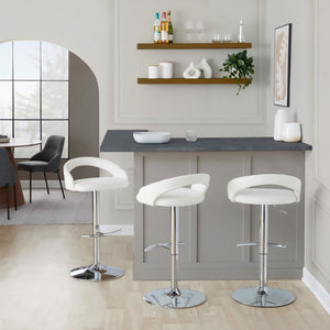English Elm Adjustable Velvet Swivel Barstools with Chrome Base for Kitchen Island or Home Bar B202P473670