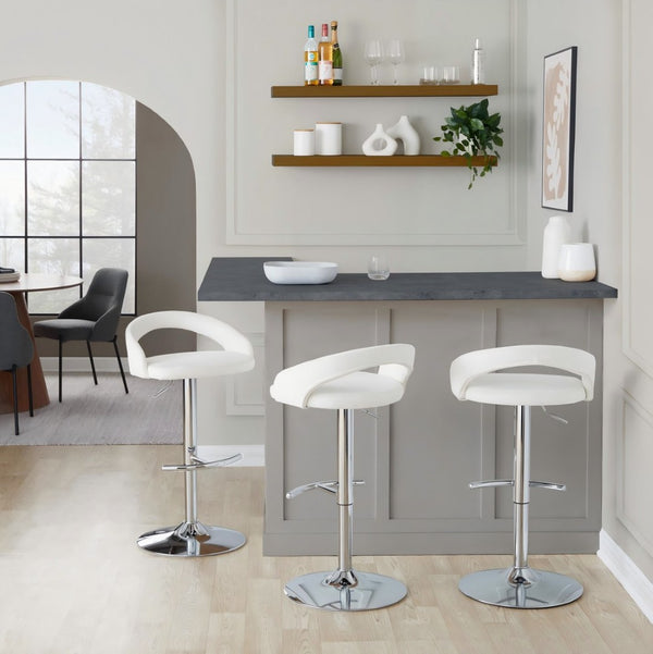English Elm Adjustable Velvet Swivel Barstools with Chrome Base for Kitchen Island or Home Bar B202P473670