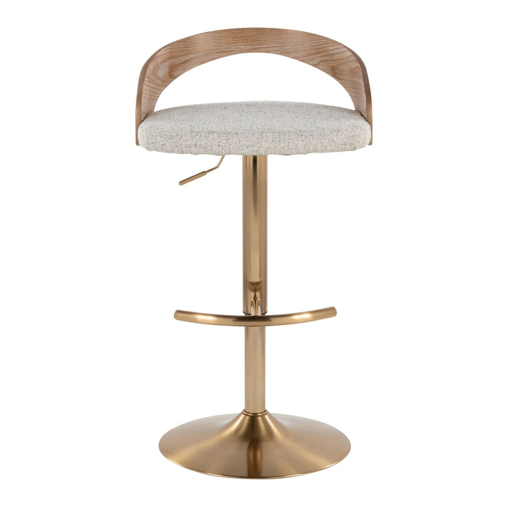 English Elm 1 Pc Adjustable Fabric Seat Barstool with Gold Metal Base and Swivel for Island B202P474163