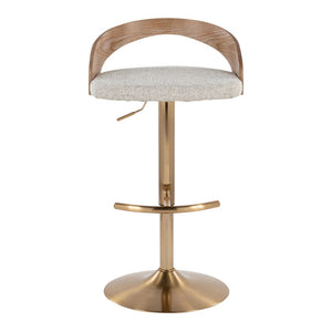 English Elm 1 Pc Adjustable Fabric Seat Barstool with Gold Metal Base and Swivel for Island B202P474163