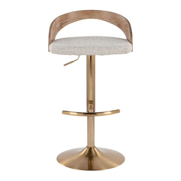 English Elm 1 Pc Adjustable Fabric Seat Barstool with Gold Metal Base and Swivel for Island B202P474163