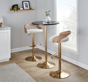 English Elm 1 Pc Adjustable Fabric Seat Barstool with Gold Metal Base and Swivel for Island B202P474163