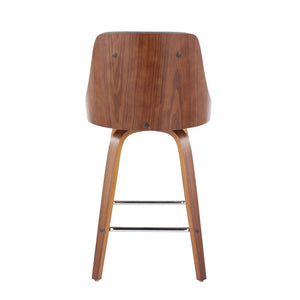 English Elm Mid-Century Swivel Counter Stools Walnut Tapered Legs Tufted Faux Leather Set of 2 Grey B202S00306