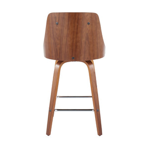 English Elm Mid-Century Swivel Counter Stools Walnut Tapered Legs Tufted Faux Leather Set of 2 White B202S00308