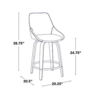 English Elm 24 Inch Swivel Counter Stools with Zebra Wood Veneer and Faux Leather Set of 2 B202S02210