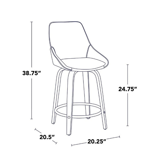 English Elm 24 Inch Swivel Counter Stools with Zebra Wood Veneer and Faux Leather Set of 2 B202S02210