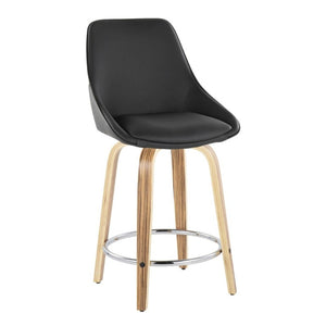 English Elm 24 Inch Swivel Counter Stools with Zebra Wood Veneer and Faux Leather Set of 2 B202S02210