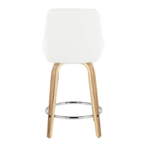 English Elm 24 Inch Swivel Counter Stools Zebra Wood Bentwood Base Faux Leather Seat Set of 2 B202S02211