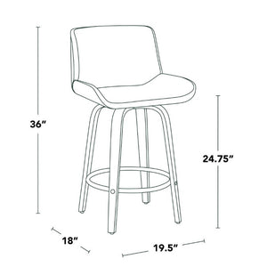 English Elm 26 Inch Mid-Century Swivel Counterstools with Faux Leather Seats and Chrome Footrest Set of 2 Gray Zebra Wood B202S02216