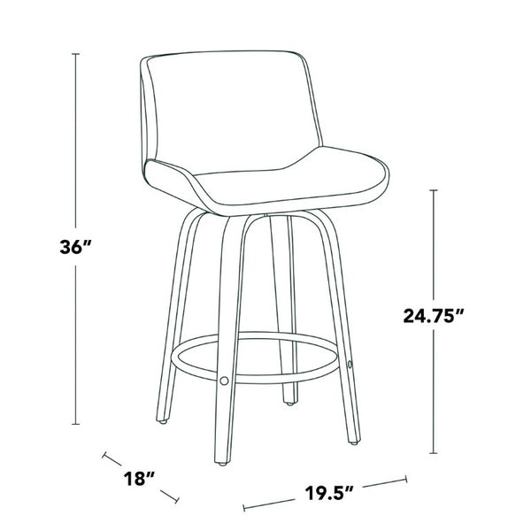 English Elm 26 Inch Mid-Century Swivel Counterstools with Faux Leather Seats and Chrome Footrest Set of 2 Gray Zebra Wood B202S02216