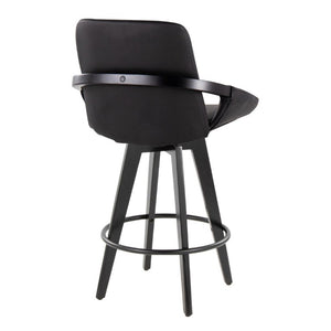 English Elm Fixed-Height Swivel Barstools Bamboo Frame Faux Leather Seat Modern Kitchen Set of 2 B202S02227