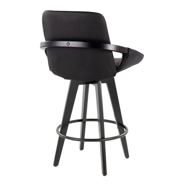 English Elm Fixed-Height Swivel Barstools Bamboo Frame Faux Leather Seat Modern Kitchen Set of 2 B202S02227