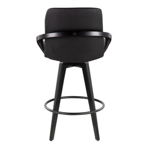 English Elm Fixed-Height Swivel Barstools Bamboo Frame Faux Leather Seat Modern Kitchen Set of 2 B202S02227