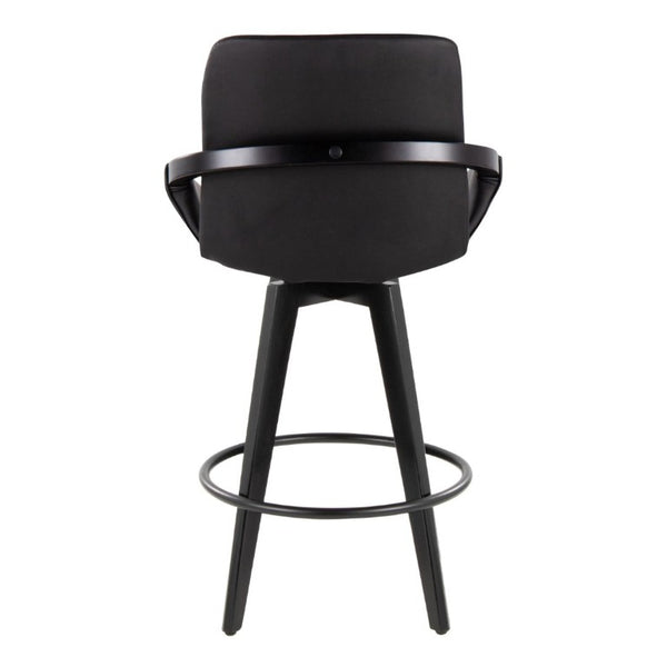 English Elm Fixed-Height Swivel Barstools Bamboo Frame Faux Leather Seat Modern Kitchen Set of 2 B202S02227
