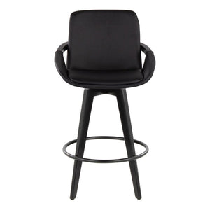 English Elm Fixed-Height Swivel Barstools Bamboo Frame Faux Leather Seat Modern Kitchen Set of 2 B202S02227