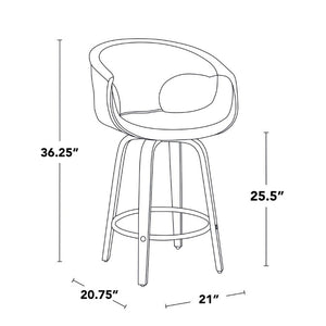 English Elm 26 Inch Swivel Counterstools Set of 2 Mid Century Walnut Legs Faux Leather Seats B202S02229