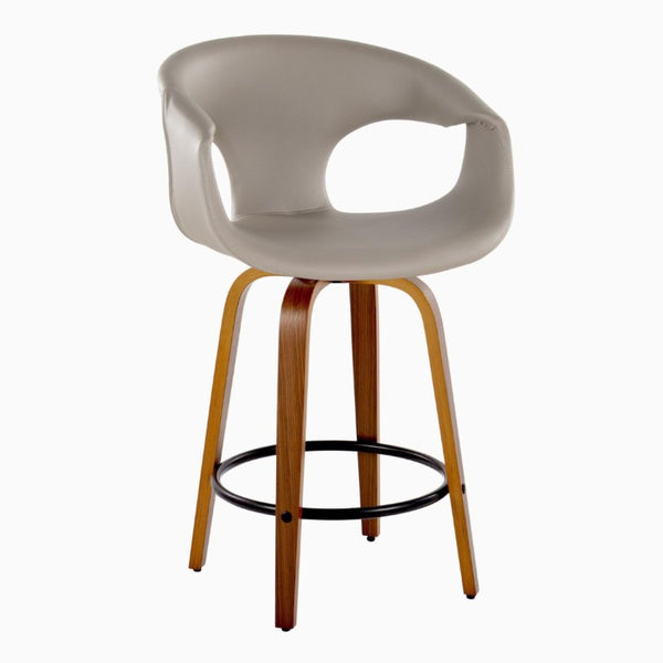 English Elm 26 Inch Swivel Counterstools Set of 2 Mid Century Walnut Legs Faux Leather Seats B202S02229